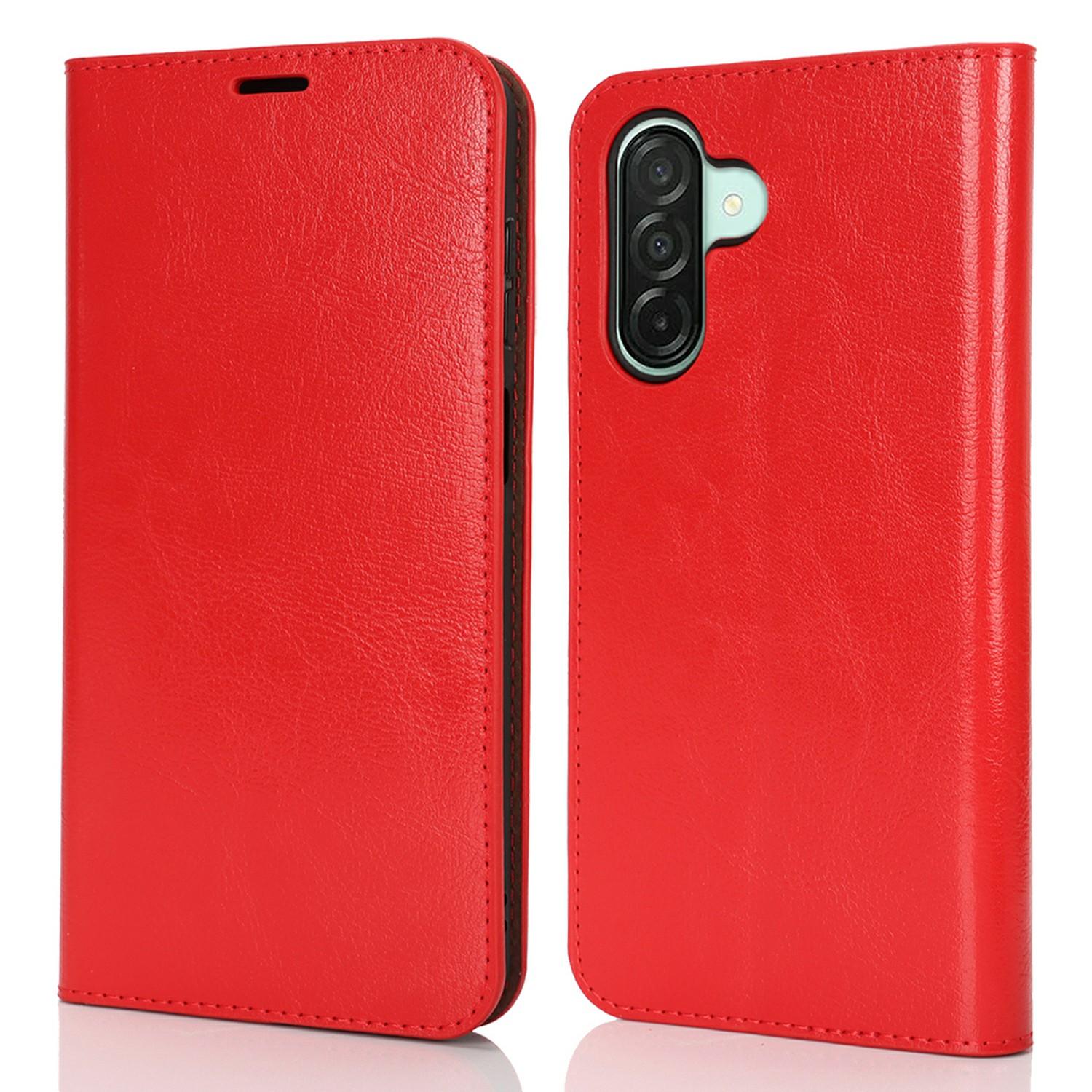 

For Samsung Galaxy A26 5G Case Crazy Horse Texture Split Leather Wallet Phone Cover Red