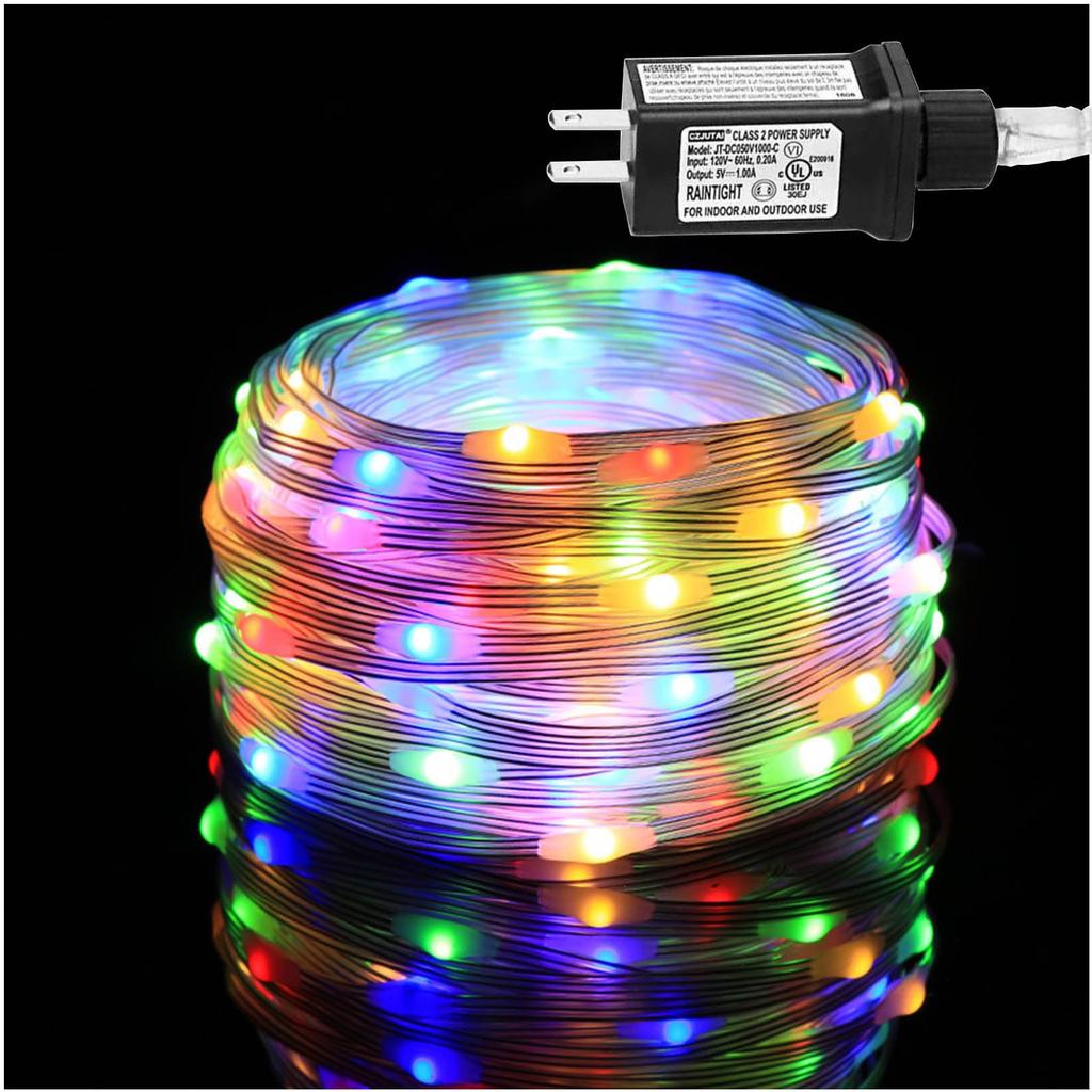 (candy88) LED String Lights, 200 Bulbs, 20m, Plug-in Type, Waterproof & Dustproof, Flashing & Steady, 8 Light Patterns, Dimmable, Indoor & Outdoor