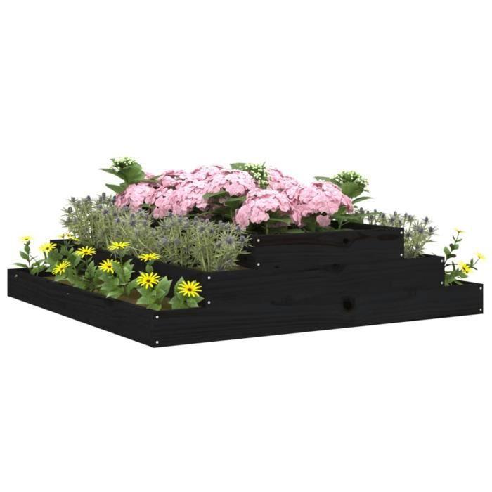 VidaXL Jardinière Noir 110x110x27 cm Bois massif de pin 823903