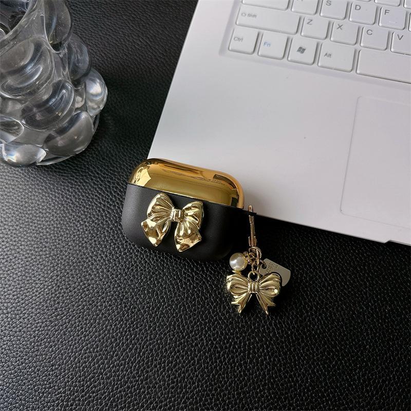 Electroplating Three-dimensional Bow AirPods Pro1 Protective Cover for 1st Generation and 3rd Generation Apple Bluetooth Headset Case for Women