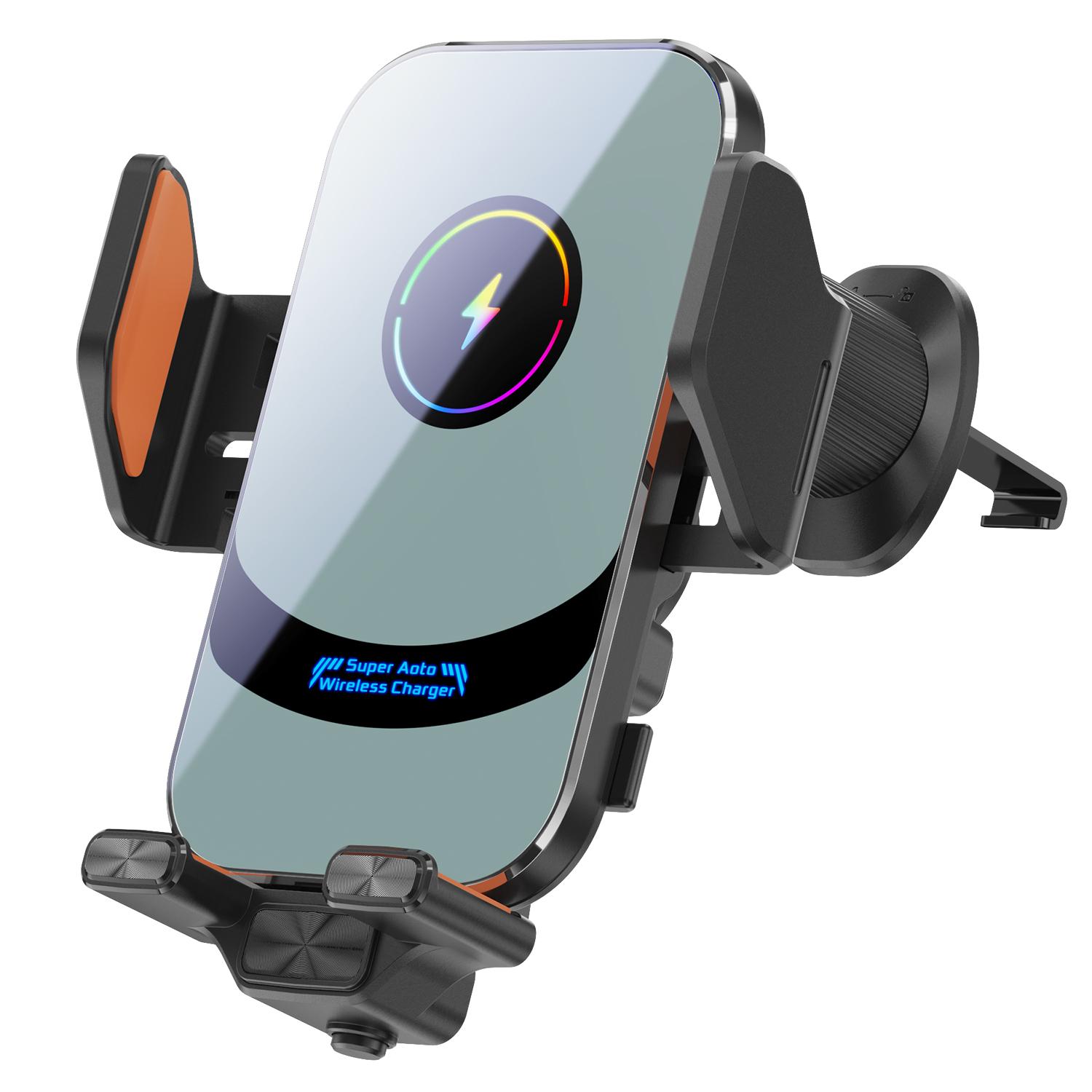 

Беспроводное автомобильное зарядное устройство, держатель для телефона для серии iPhone, Samsung, Xiaomi, интеллектуальная индукция 66 Вт, быстрая зарядка, автомобильный кронштейн