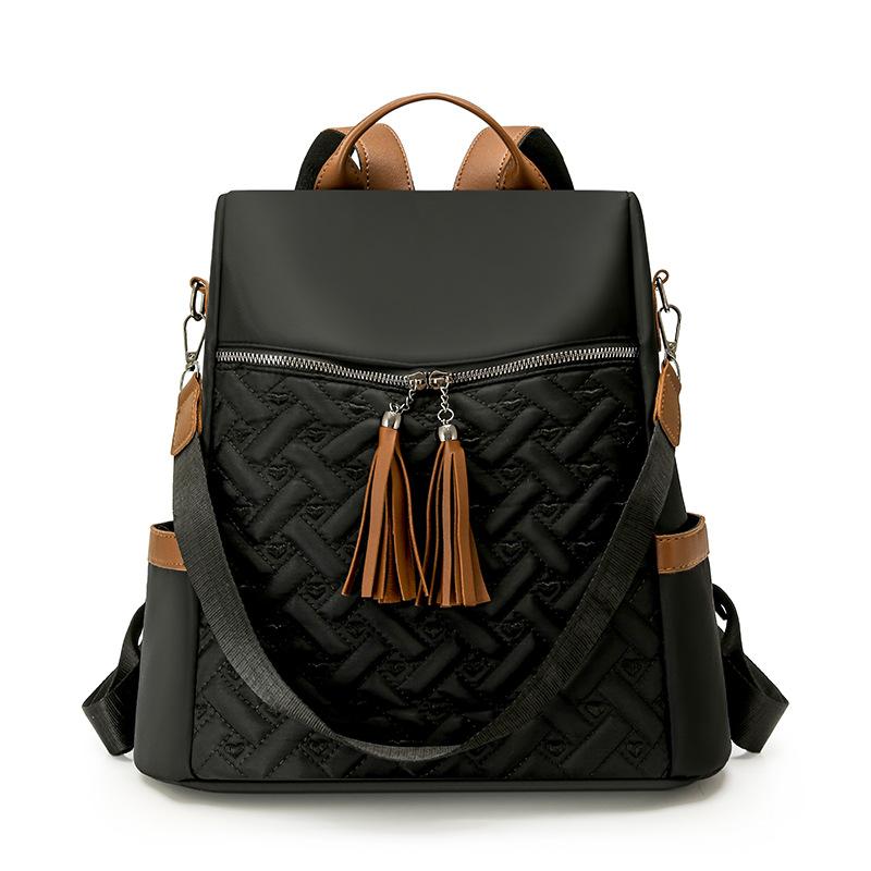 Women's Tassel Backpack Large Capacity Three-Use Shoulder Bag