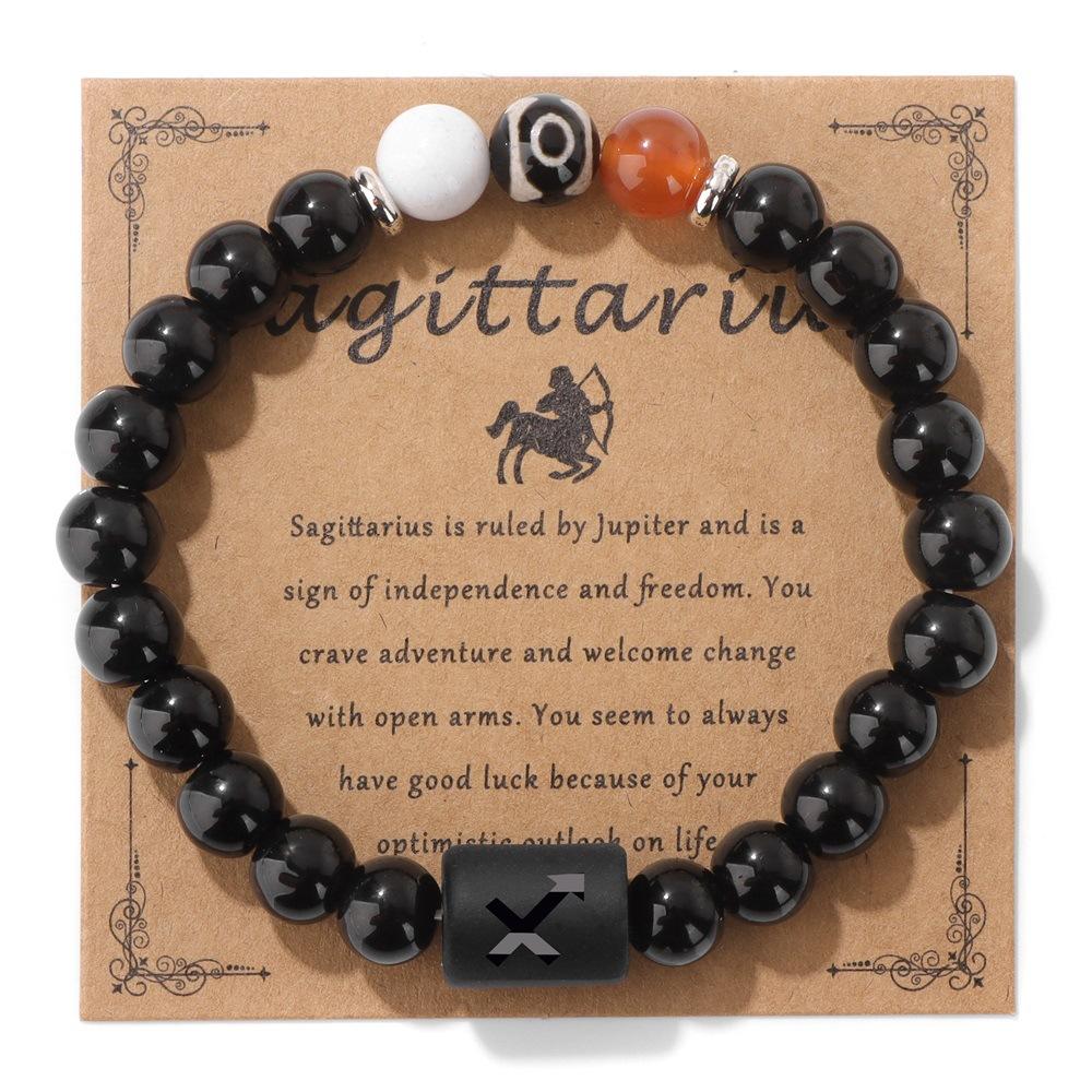 

JYL TS Bracelet Evil Eye Ceramic Beaded Protects Against Negativity Sagittarius англійська червоний колір