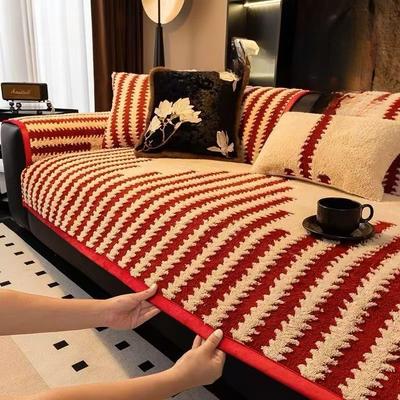 New Plush Shu Cotton Velvet Sofa Cushion Red Christmas Autumn And Winter Simple High-Grade Seat Cushion Non-Slip Cover