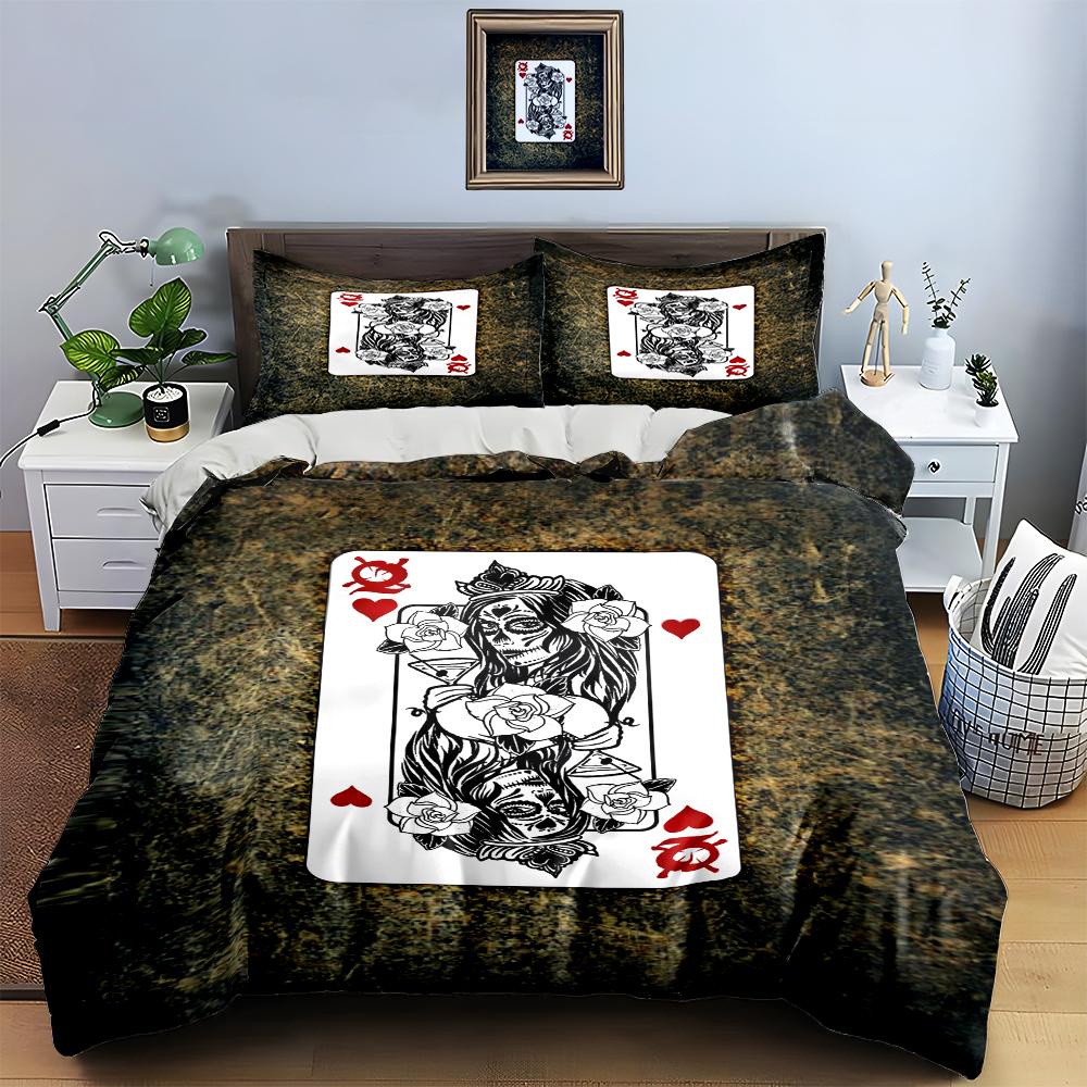 Playing Card Design. Bedding Duvet Cover Sets Duvet Covers Pillowcases Gifts (1 * Duvet Cover 2 * Pillowcases, Without Duvet Insert)