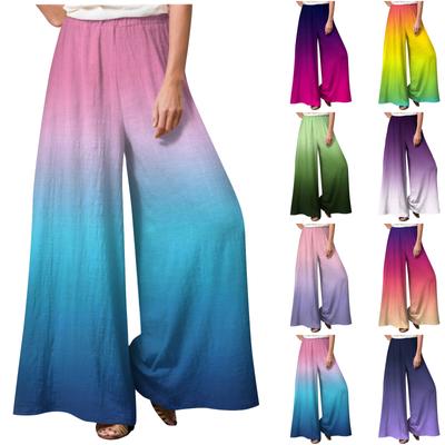 Moda feminina estampada costura respirável casual calças soltas