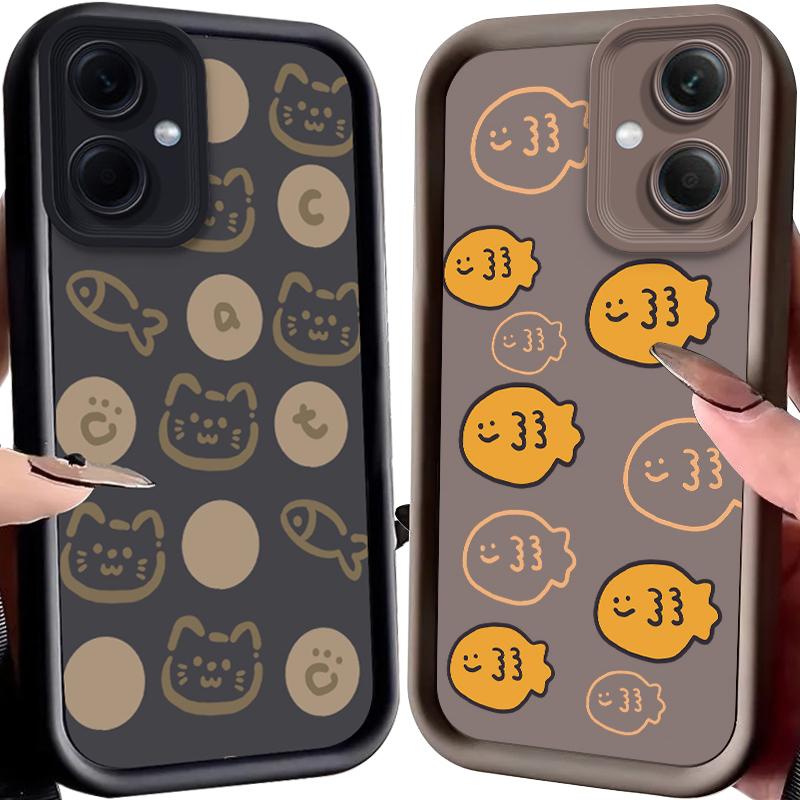Cartoon Cat Fish Dot Print Case for Xiaomi Redmi Note 14 13 12 Turbo 11S 4G 11 10 Pro Plus 9 14C 13C 12C 9C A2 A1 Cover Funda