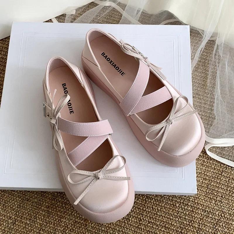 Bow Flats Platform Mary Jane Women Shoes Comfort Sneaker New Trend Dress Designer Walking Outdoor Shoes Women Luxury Footwear