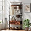 6-in-1 Industrial-Style Hallway Organiser - Brown/Black