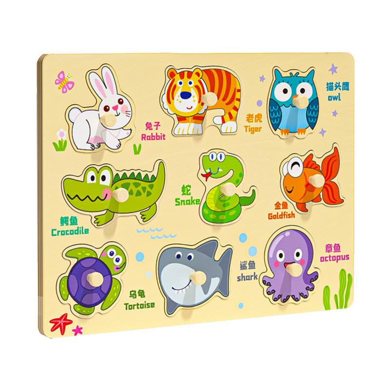 Wooden Children Puzzle Blocks With Number And Letter Matching