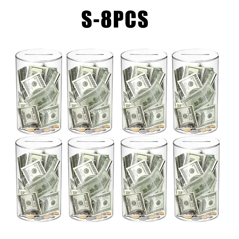 Modern Acrylic Money Jar Piggy Bank Child-Safe Unopenable Design Transparent Coin Savings Container Home Decor Desk Organizer