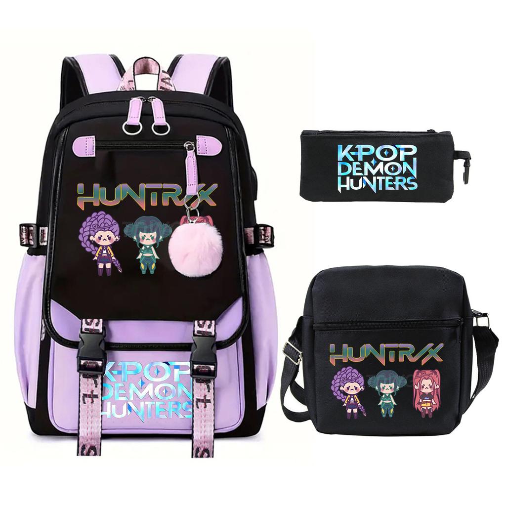 Hot Sale Witch Hunter KPop Peripheral Printing Student School Bag Shoulder Bag Casual Pencil Bag Three-piece Set