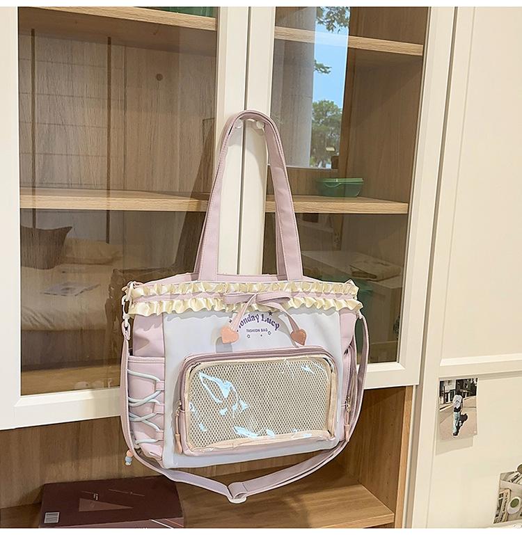 

College schoolbag female junior high school student cute sweet contrasting color large capacity backpack student backpack trendy fashion