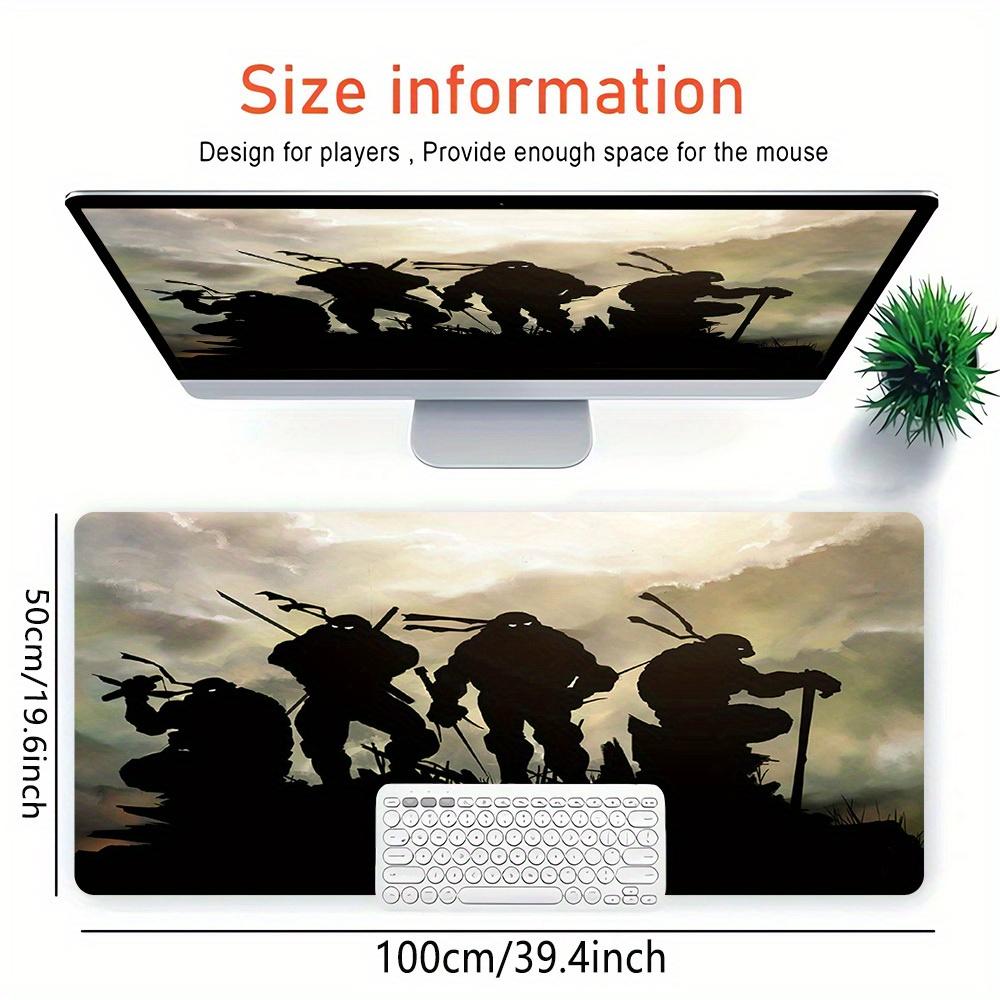 1pc Large Gaming Mouse Pad, UV Reactive Non-Slip Desk Mat, Washable PolyesterNinja, Turtles, SilhouetteComputer Pad with Vibrant Game Machin