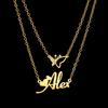 Atoztide Custom Name Necklace for Women Stone Zircon Butterfly Stainless Steel Jewelry Choker Chain Personalized Birthday Gift
