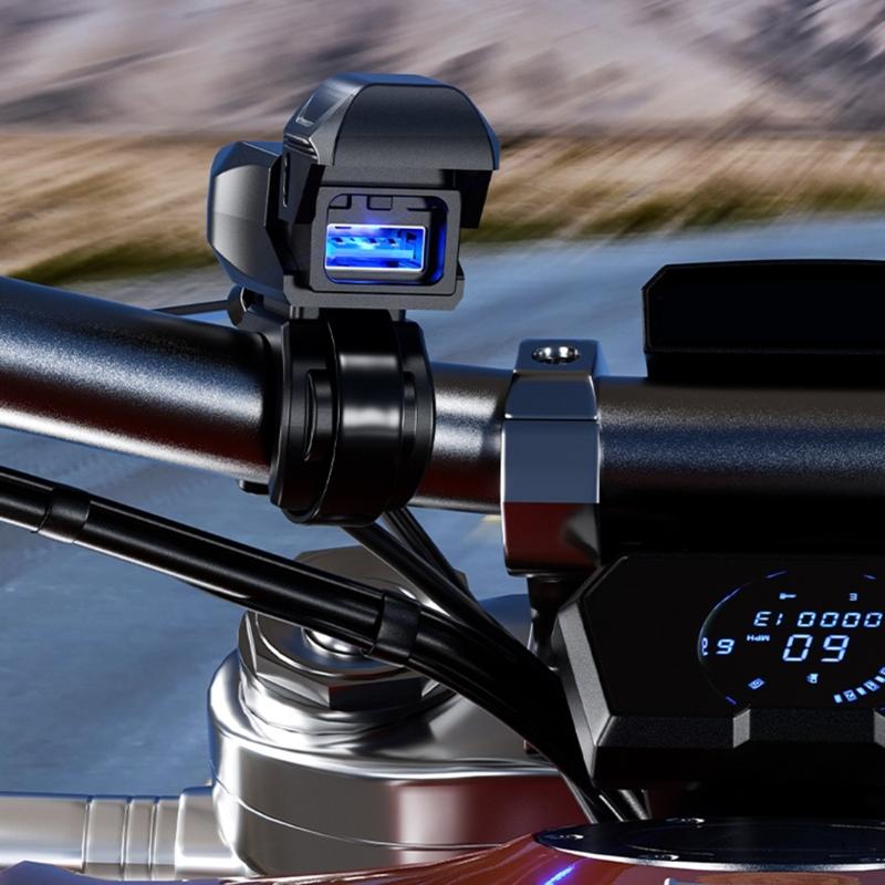 Universal Motorcycle Handlebar Phone Chargers Waterproof Design 18W USB Fast Charging for Smartphones