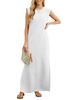 European and American new women's summer casual solid color round neck sleeveless loose long dress