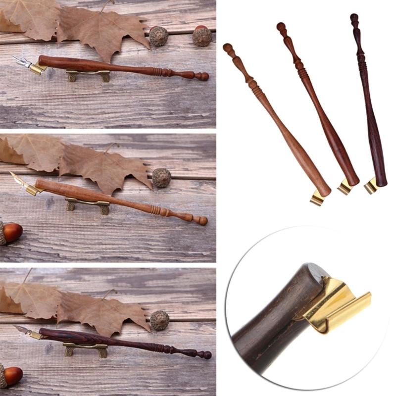 5 Pcs Nib Pen Holders Wooden Calligraphy Oblique Nib Dip Pen Holder for Friend