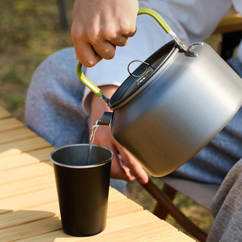 Outdoor Lightweight Aluminum Alloy Kettle With Heat-Resistant Handle, Camping Coffee Pot, Portable Tea Pot, Picnic Pot, Teapot