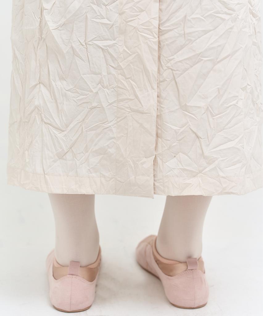 Editeom Crinkle Split Skirt - Ivory