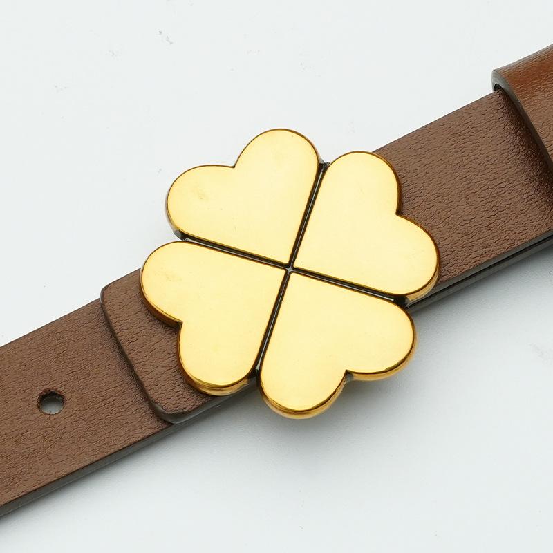 Women S Leather Belt New Double-Sided Use Versatile Skirt Belt Pure Cowhide Women S Smooth Buckle Belt Women 105cm