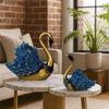 Hand Crafted Swan Pair Home Décor Figurine, Decorative Showpiece, Blue & Gold