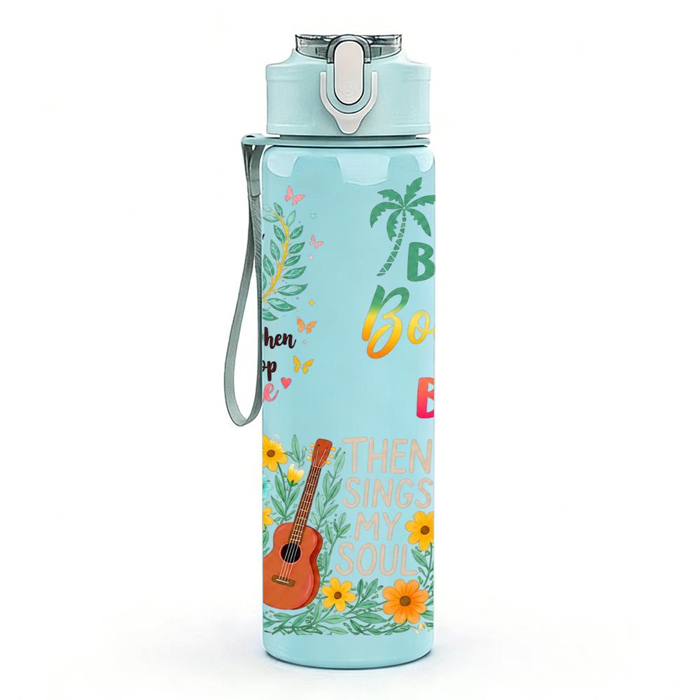 1PC Beach Besties Multi Text 750ml Color Plastic Sports Water Bottle Leakproof Flip Straw Lid Suitable for Sports Office Home Use