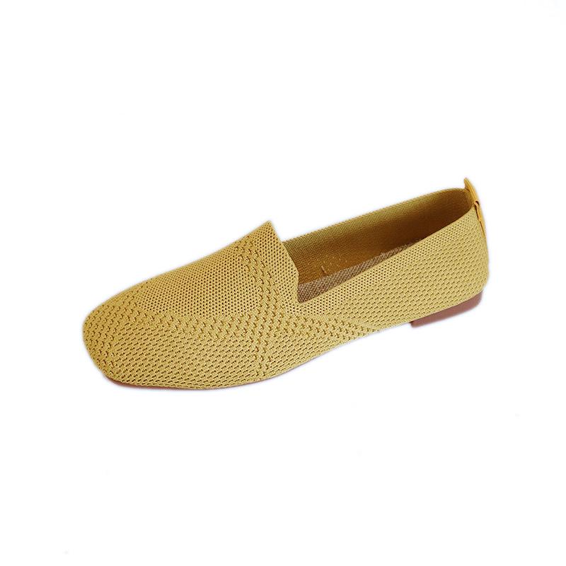 Women's Plus Size Knitted Loafers - Square Toe Flat Shoes for Spring/Autumn