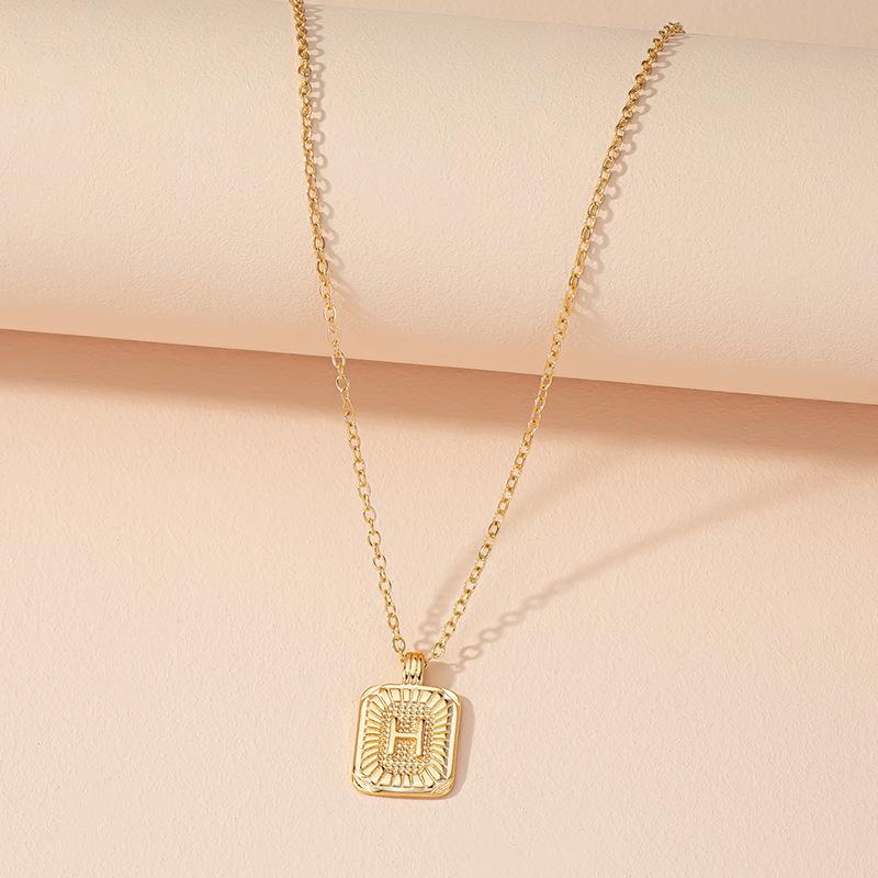 Square Brand 26 English Letter Necklace Hip-hop Necklace Ins Style Female European and American Design Sense Clavicle Chain