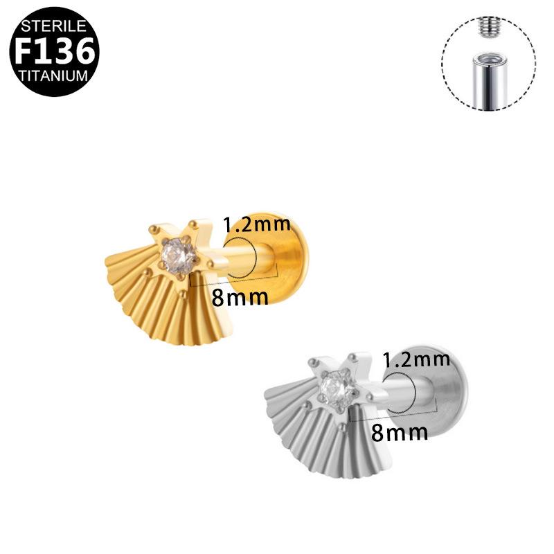Titanium Alloy Zirconia Heart Lightning Piercing Stud with Internal Thread