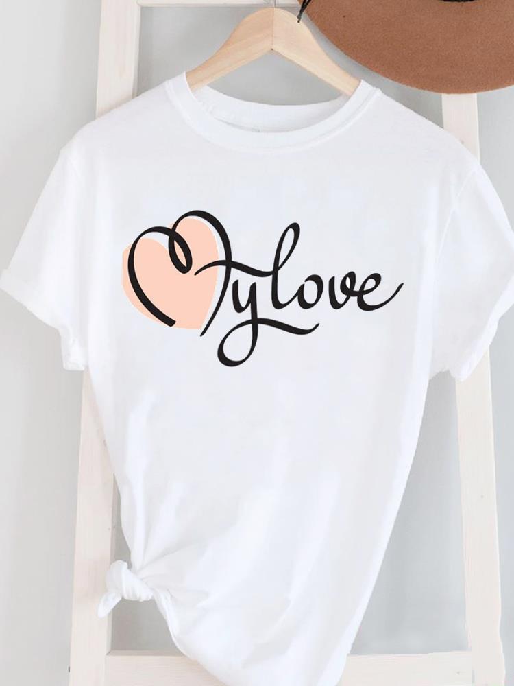(Asian Size) Women's Top T Female Print Short Sleeve T-shirts Fashion flower letter O-neck Casual Clothing  Graphic Tee