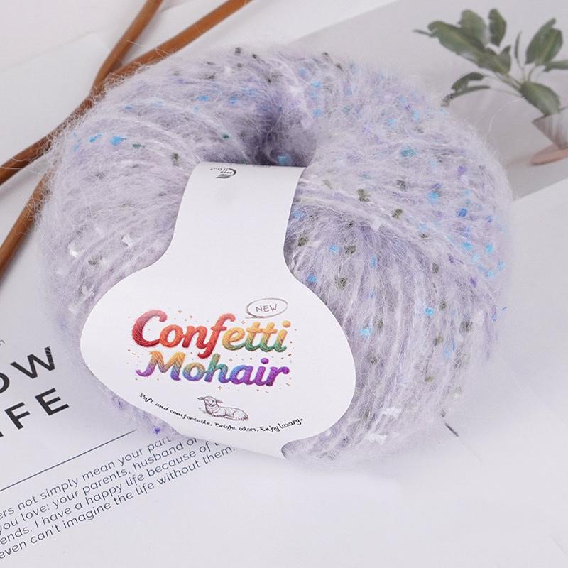 1Roll Yarn Weaving Colored-dot DIY Mohair Yarn Multi-purpose Scarf Yarn Cloth Yarn Bold Line