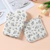 2Pcs Cotton Linen Oven Mitts and Pot Holders Heat Resistant Baking Gloves  Microwave Use