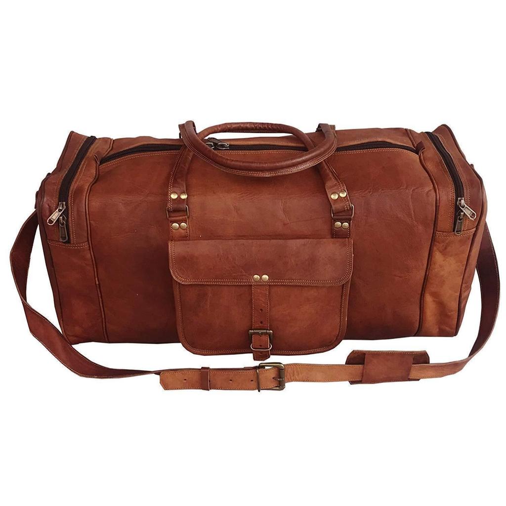 24" cestovní taška na víkend z pravé kůže, lehké zavazadlo