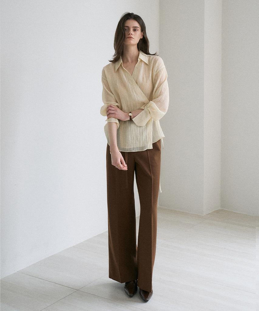 VIYUL Drape Wrinkle Wrap Blouse