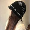 Warm Jacquard Knitted Hat Curled Edge Ear Protection Hat Retro Printing Knit Cap  Winter