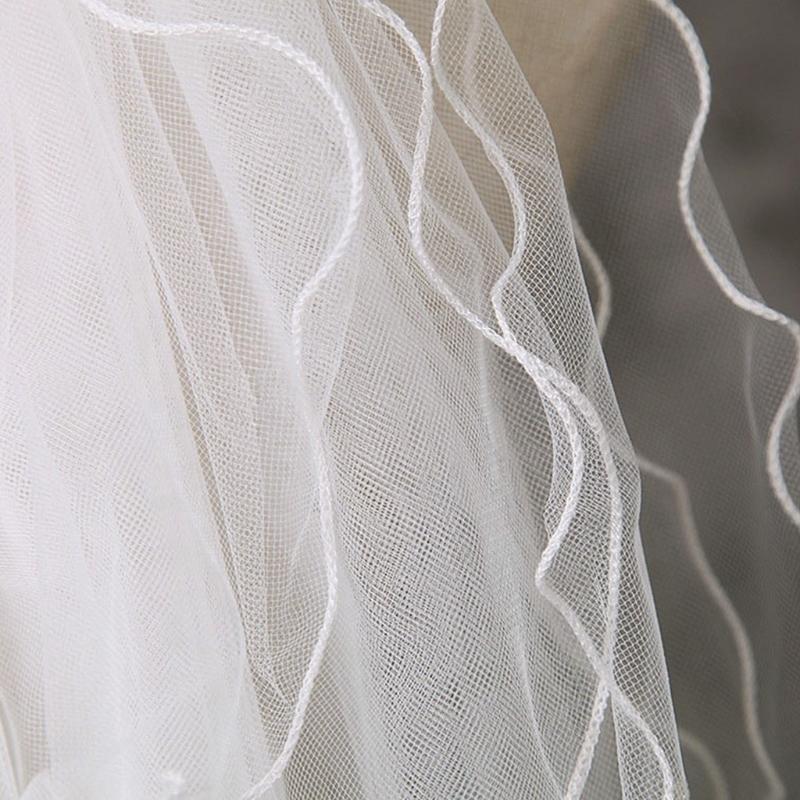 Wedding Veil with Metal Comb Wedding Hair Accessories for Flower Girl 2 Tier Longest Tulle 28" Embellished with Bow