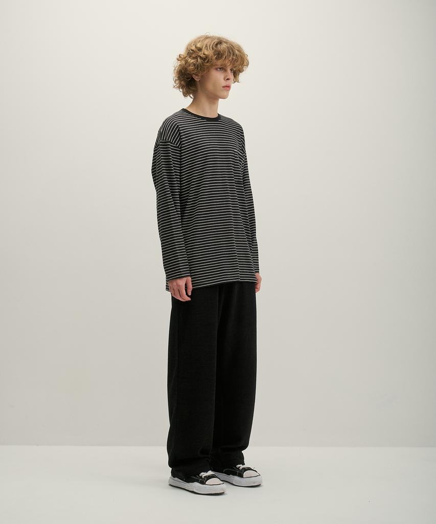 GNOK Striped Pocket Long Sleeve T-Shirt [Black]