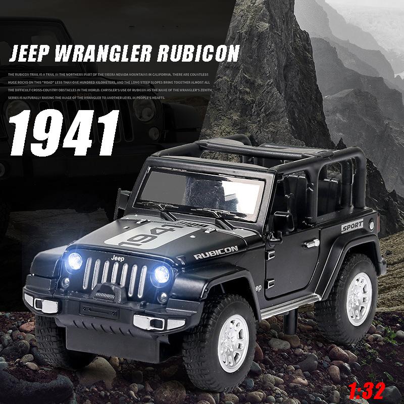 1/32 Scale Jeep Wrangler 1941 Alloy Car Model with Light and Sound Effect Diecast Car Toys for Boys Gift Car Model  Toys Model Collection