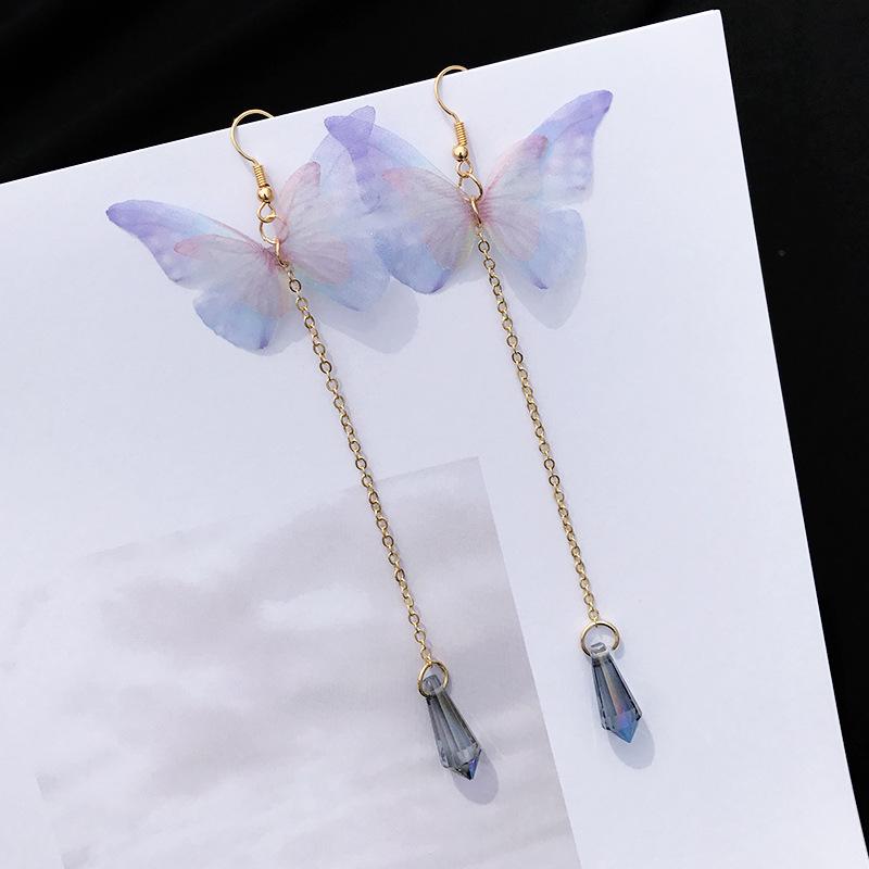 Korean Butterfly Tassel Earrings: Versatile, Elegant Pendant Studs