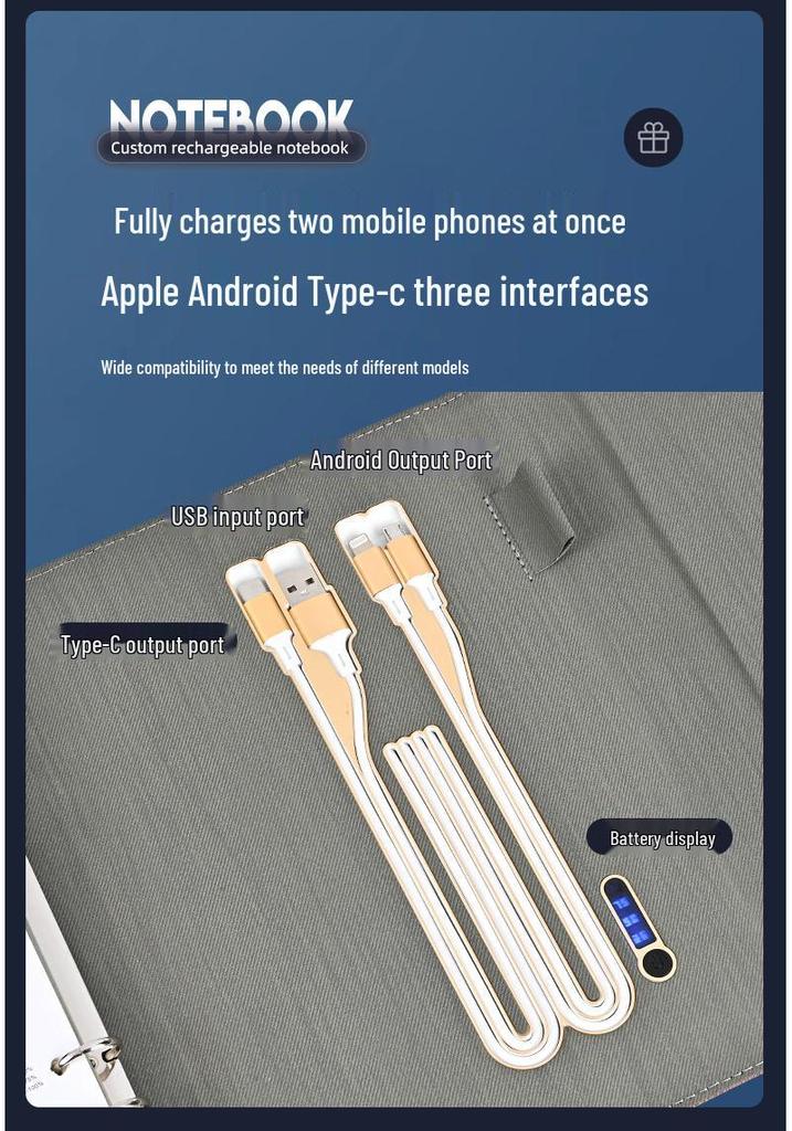 Business Notebook with Wireless Charging, Clock Display & Custom Logo