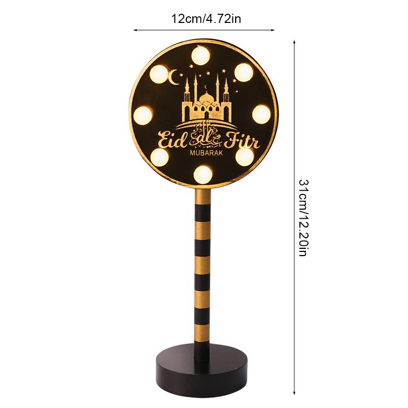 Eid Mubarak Mond Stern Lampe Holz Ornament 2025 Ramadan Kareem Heim Tisch Dekoration LED Licht Laterne Islamische Muslimische Party Geschenk