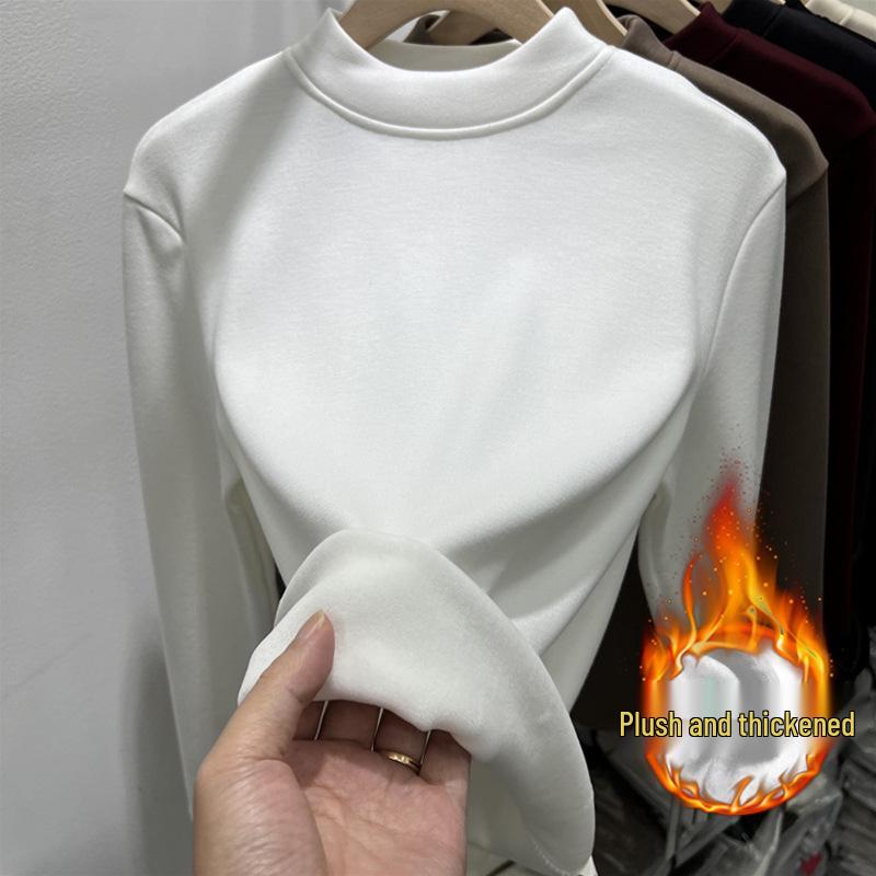 Women s Velvet Half-High Collar Long-Sleeve Base Layer Top for Autumn/Winter 2XL