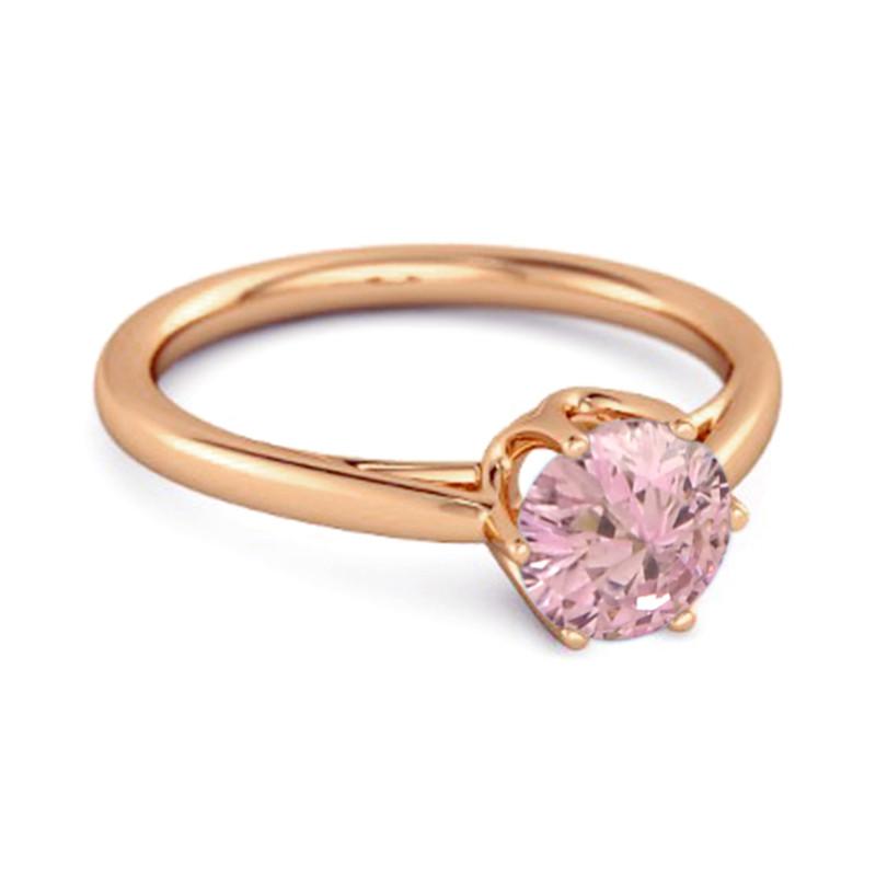Pink Topaz Minimalist Solitaire Ring - Sterling Silver Rose Gold Vermeil