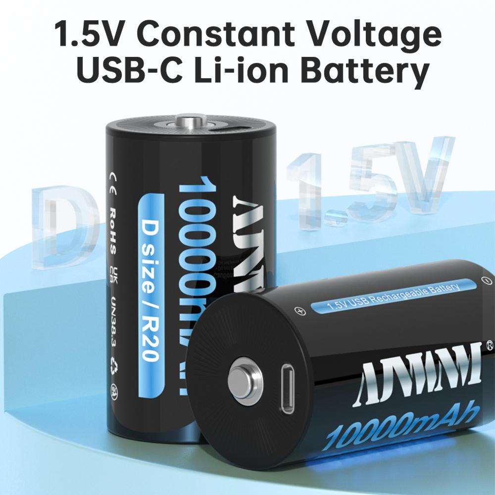 10000mAh 1.5V D-size Battery Type - C USB Rechargeable Li-ion Lipo LR20 Gas Furnace Boiler Water Heater