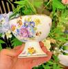 1PC Exquisite Bone China Cake Plate European Afternoon Tea Fruit Dish Tall Ceramic Ice Cream Bowl Kitchen Ceramic Tableware