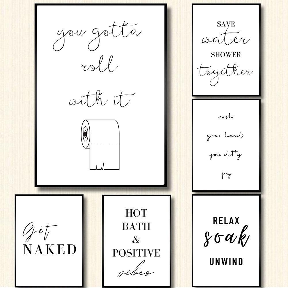 Cheap Bathroom Rules Wall Art Modern Canvas Painting Toilet Funny Rules ...