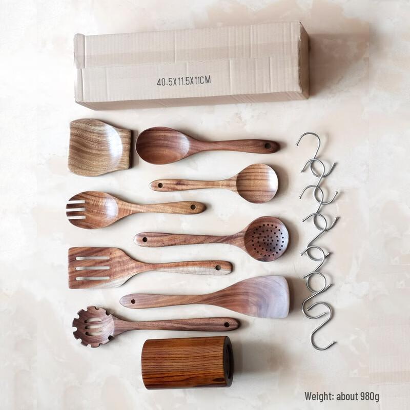 ZISIZ Teak Wooden Kitchen Utensil Set