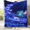 Kawaii S-Stitch Cartoon Flannel Blanket,Ultra Soft Warm Plush Throw for Home Bedroom Bed Sofa Cover Camping Picnic Gift Kids