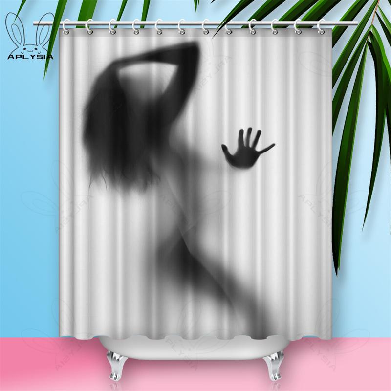Custom Sexy Girl Hot Breast Shower Curtains European Retro Woman Skirt Dress Daily Waterproof Polyester Fabric Bathroom Curtain